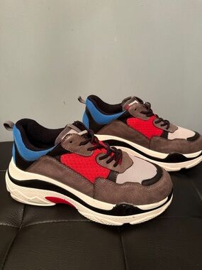 Wanted Red, Gray and Blue Women's Fashion Sneakers